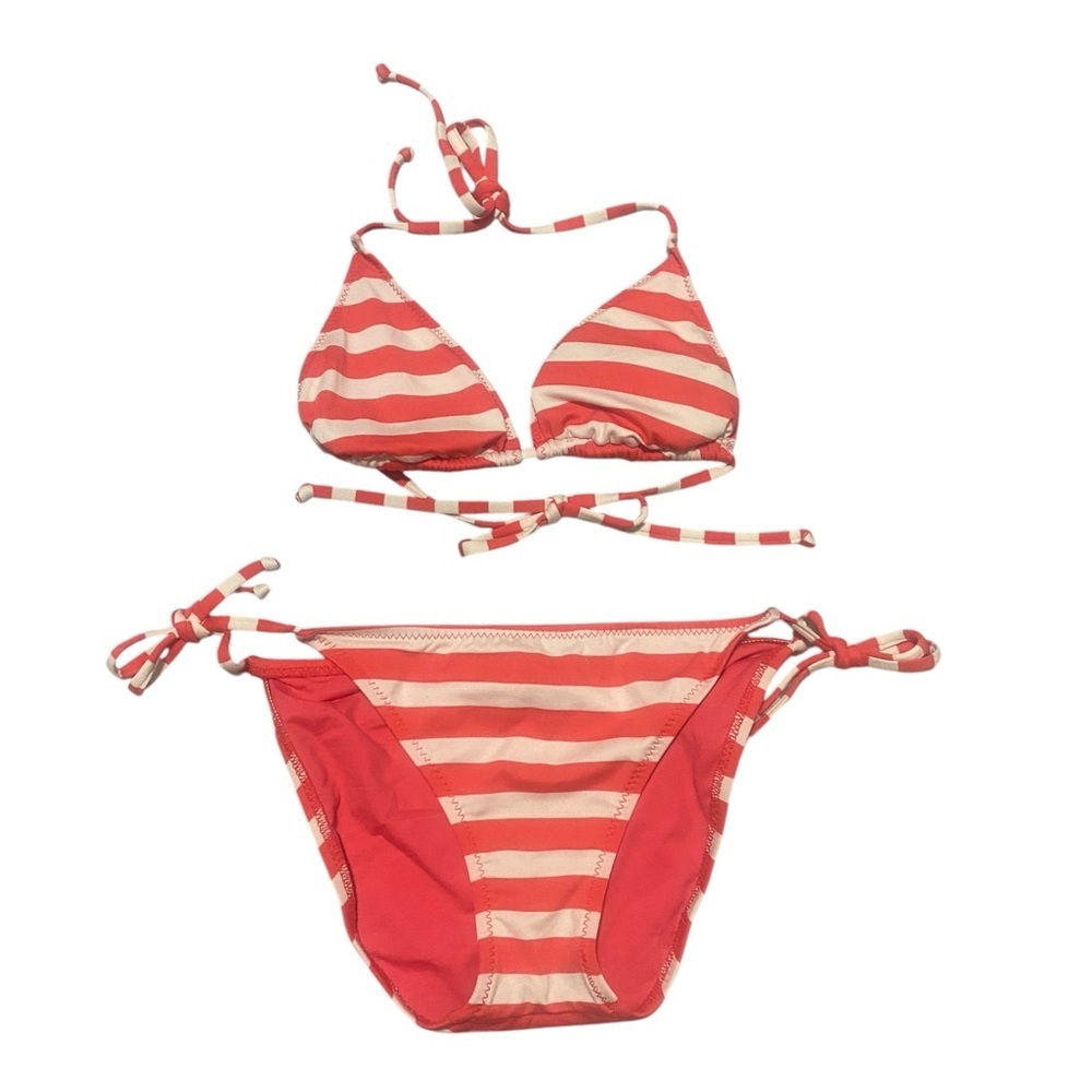 Becca Red and White Striped Bikini Set